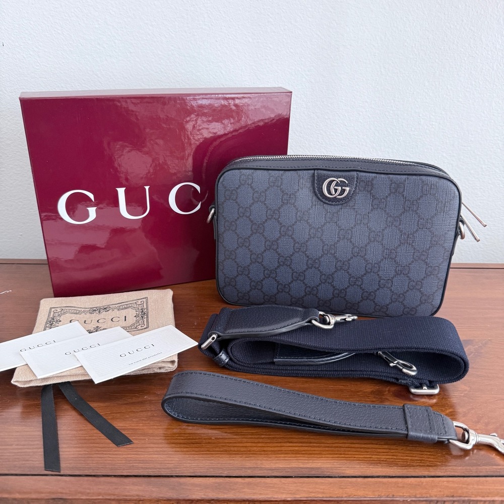 Gucci Ophidia GG Supreme Messenger Bag Navy Blue Black Canvas 598103